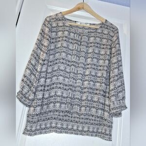 Contemporaine Pretty Semi-Sheer Patterned Blouse (M)